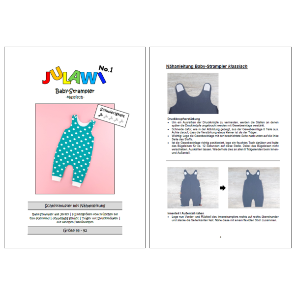 JULAWI Baby-Strampler Papierschnittmuster Vorschau